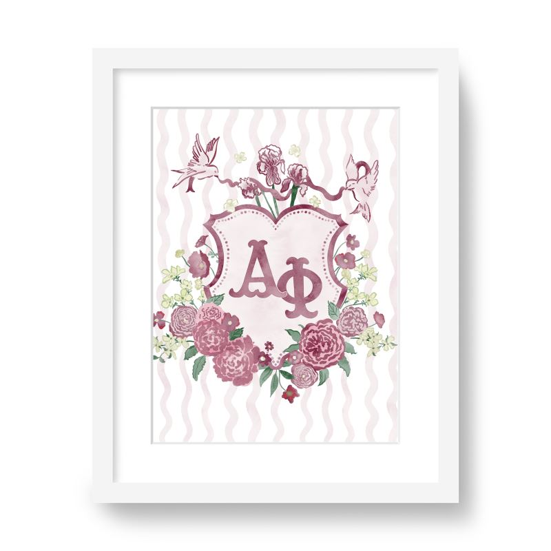Alpha Phi Floral Greek Letter Monogram Framed Art