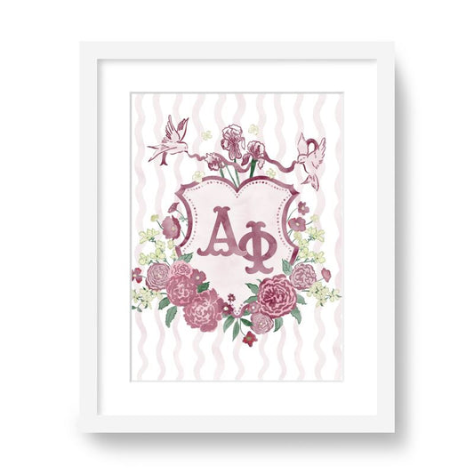 Alpha Phi Floral Greek Letter Monogram Framed Art