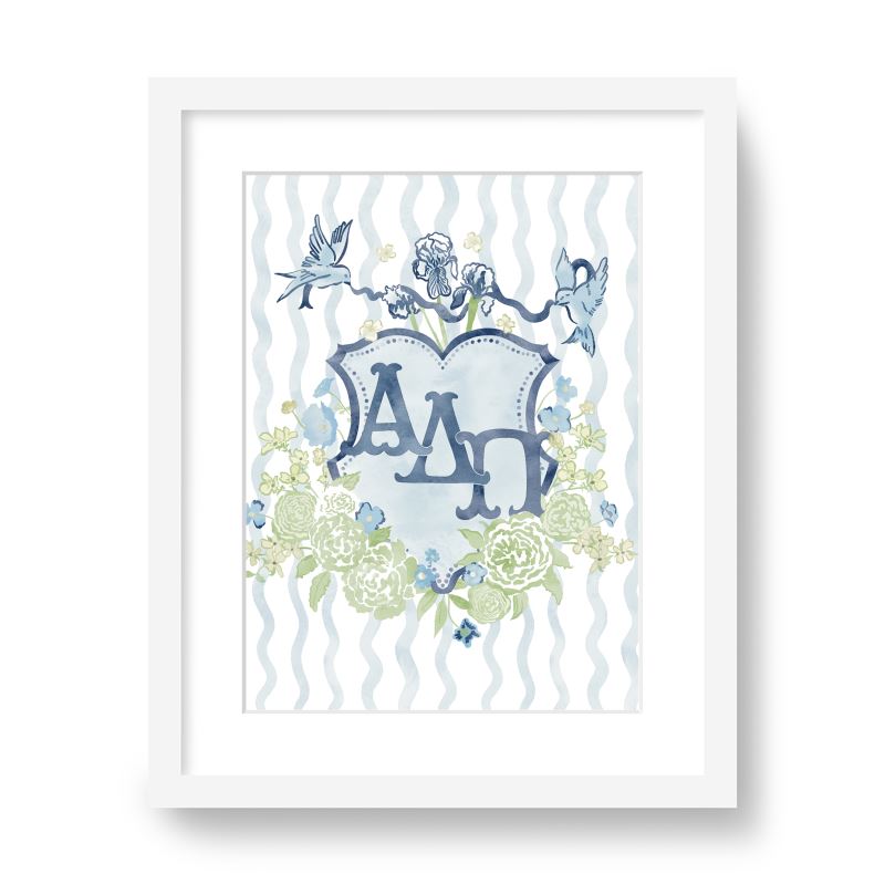 Alpha Delta Pi Floral Greek Letter Monogram Framed Art