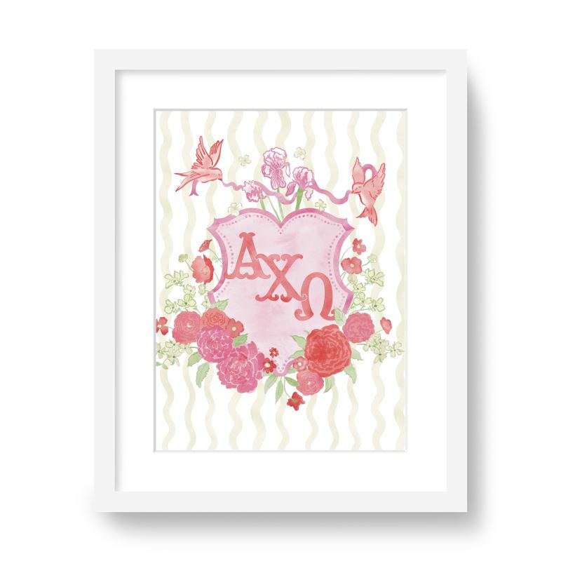Alpha Chi Omega Floral Greek Letter Monogram Framed Art