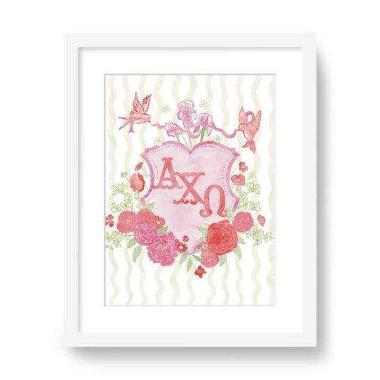 Alpha Chi Omega Floral Greek Letter Monogram Framed Art