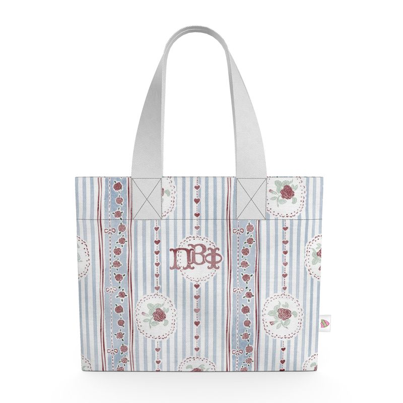Pi Beta Phi Stripes + Hearts Organic Cotton Canvas Tote Bag