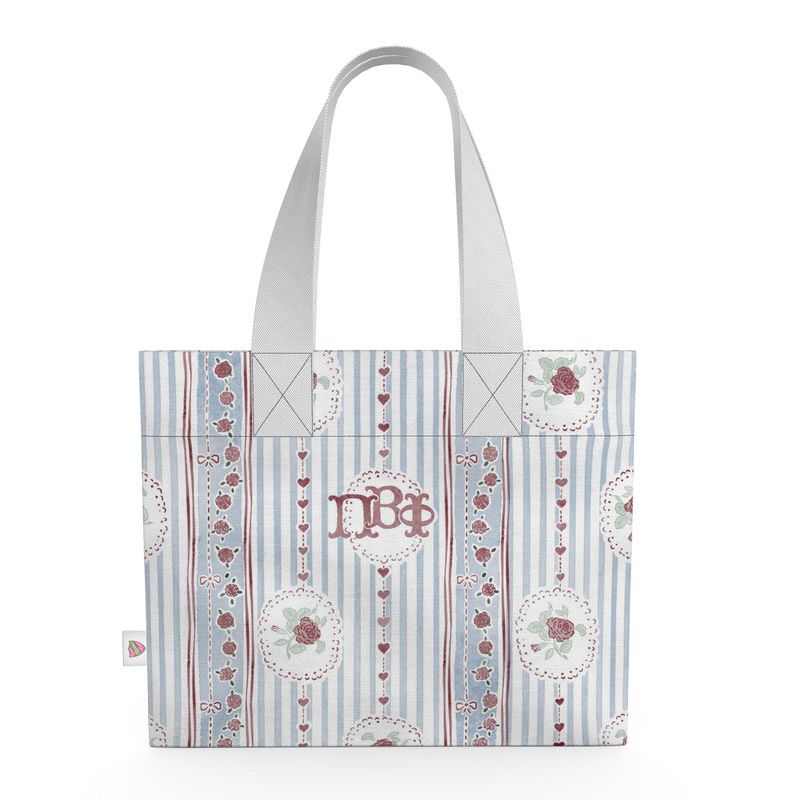 Pi Beta Phi Stripes + Hearts Organic Cotton Canvas Tote Bag
