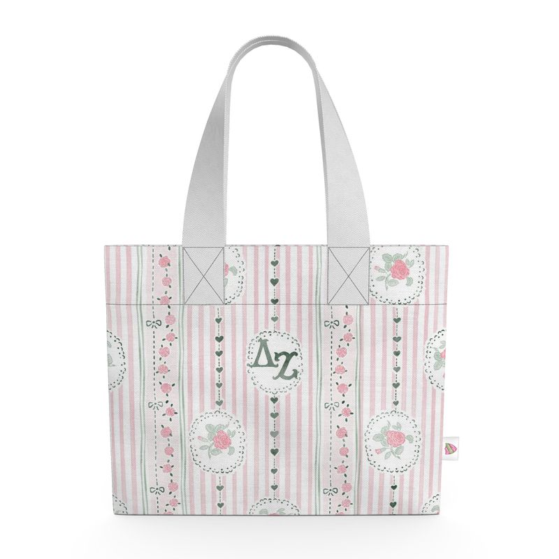 Delta Zeta Stripes + Hearts Organic Cotton Canvas Tote Bag