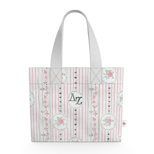 Delta Zeta Stripes + Hearts Organic Cotton Canvas Tote Bag