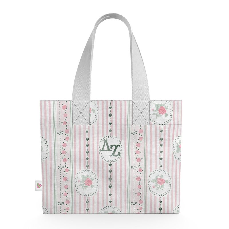 Delta Zeta Stripes + Hearts Organic Cotton Canvas Tote Bag