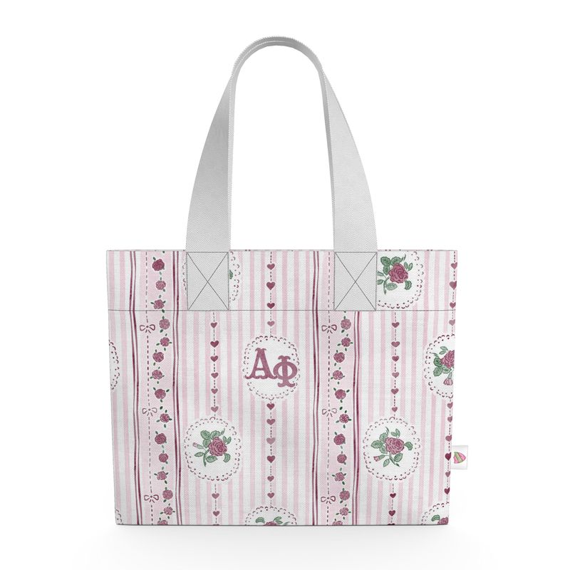Alpha Phi Stripes + Hearts Organic Cotton Canvas Tote Bag