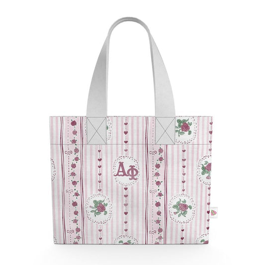 Alpha Phi Stripes + Hearts Organic Cotton Canvas Tote Bag