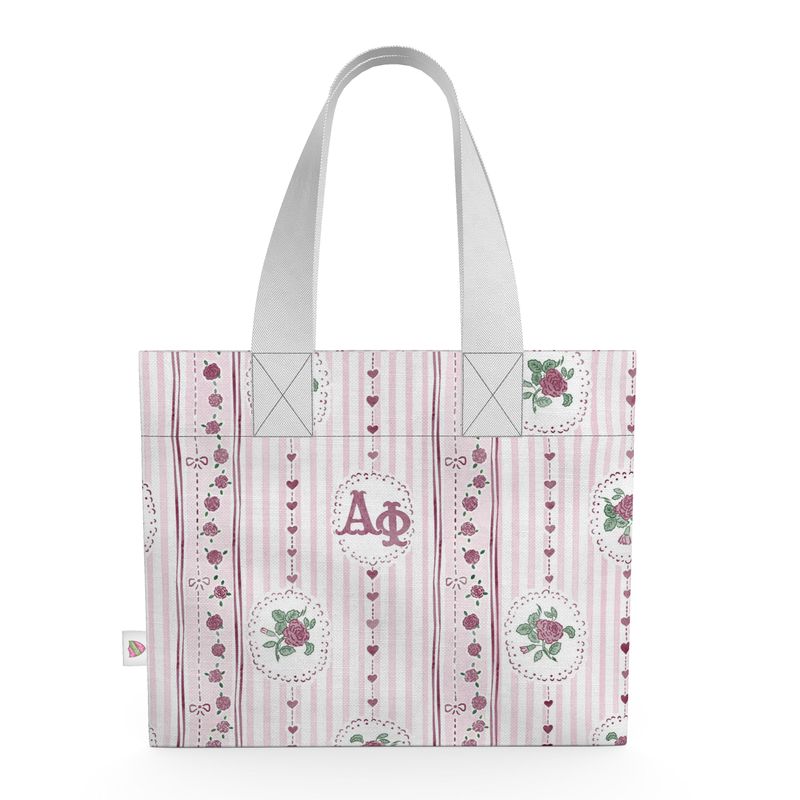 Alpha Phi Stripes + Hearts Organic Cotton Canvas Tote Bag