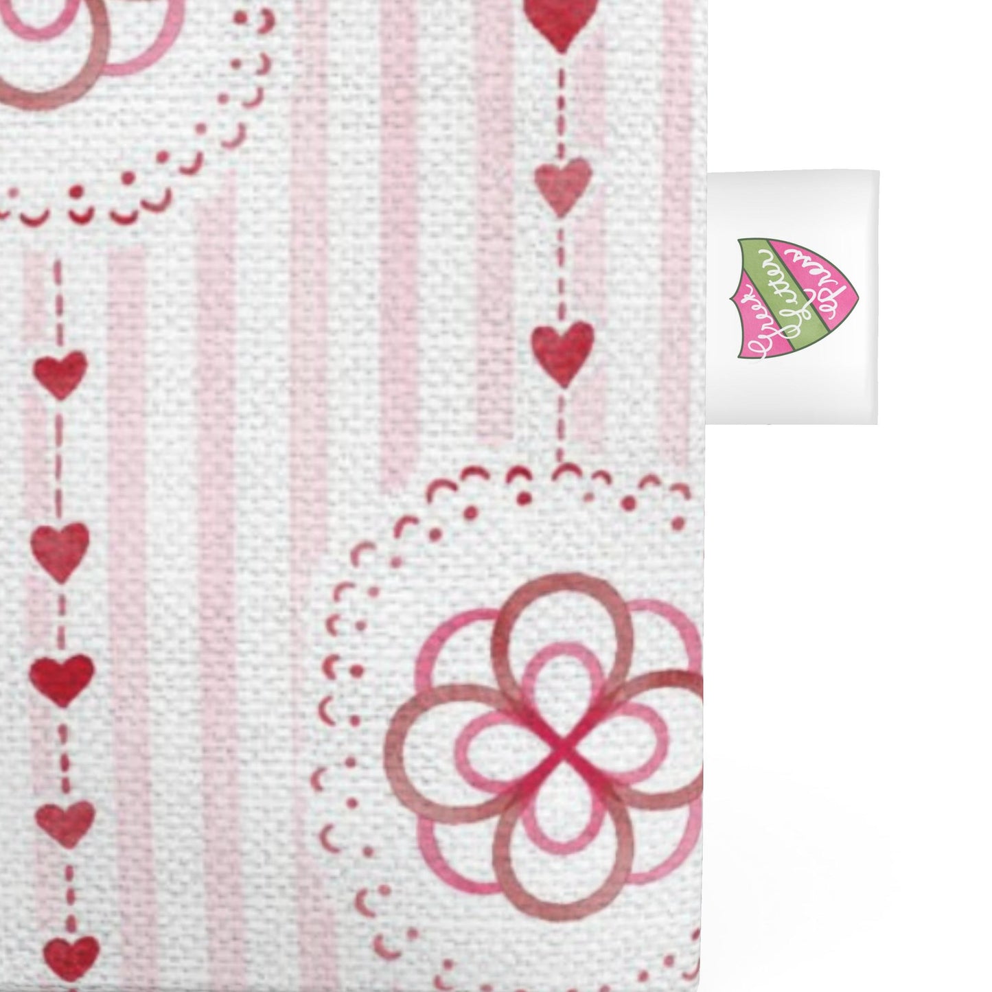 Alpha Omicron Pi Stripes + Hearts Organic Cotton Canvas Tote Bag