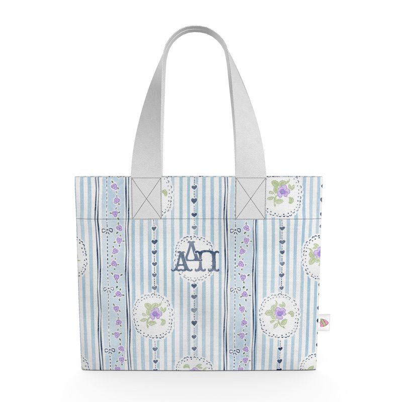 Alpha Delta Pi Stripes + Hearts Organic Cotton Canvas Tote Bag