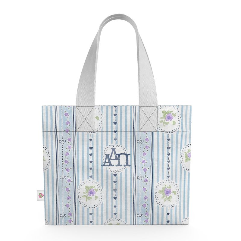 Alpha Delta Pi Stripes + Hearts Organic Cotton Canvas Tote Bag
