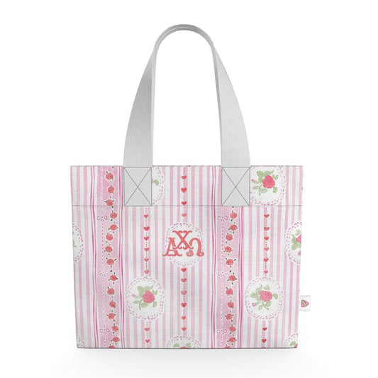 Alpha Chi Omega Stripes + Hearts Organic Cotton Canvas Tote Bag