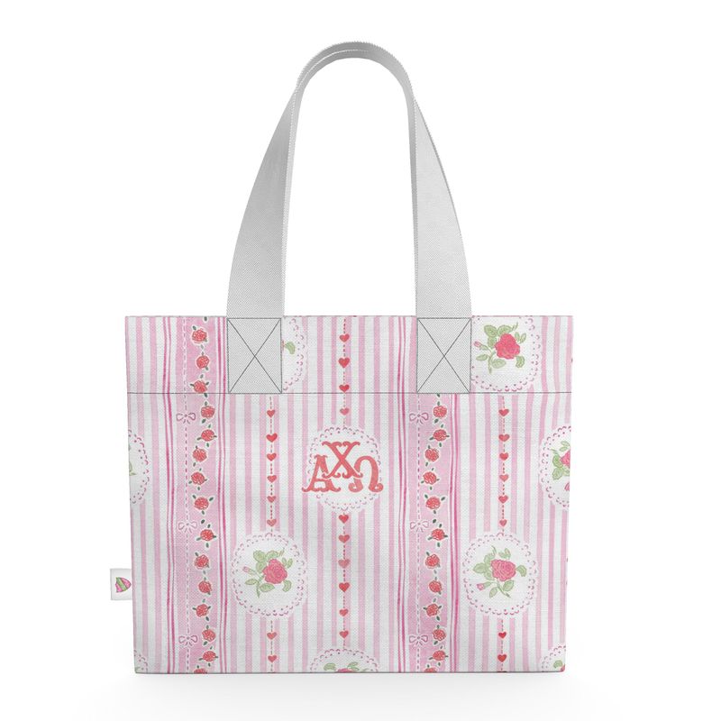 Alpha Chi Omega Stripes + Hearts Organic Cotton Canvas Tote Bag