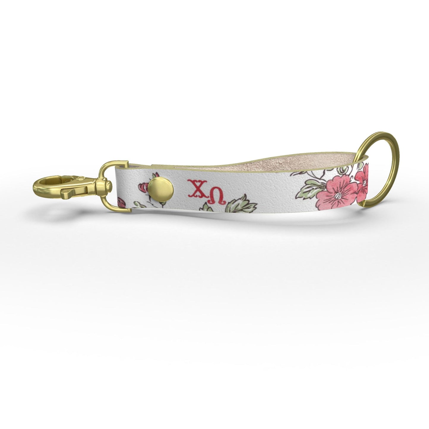 Chi Omega Floral Ribbon Strap Keychain