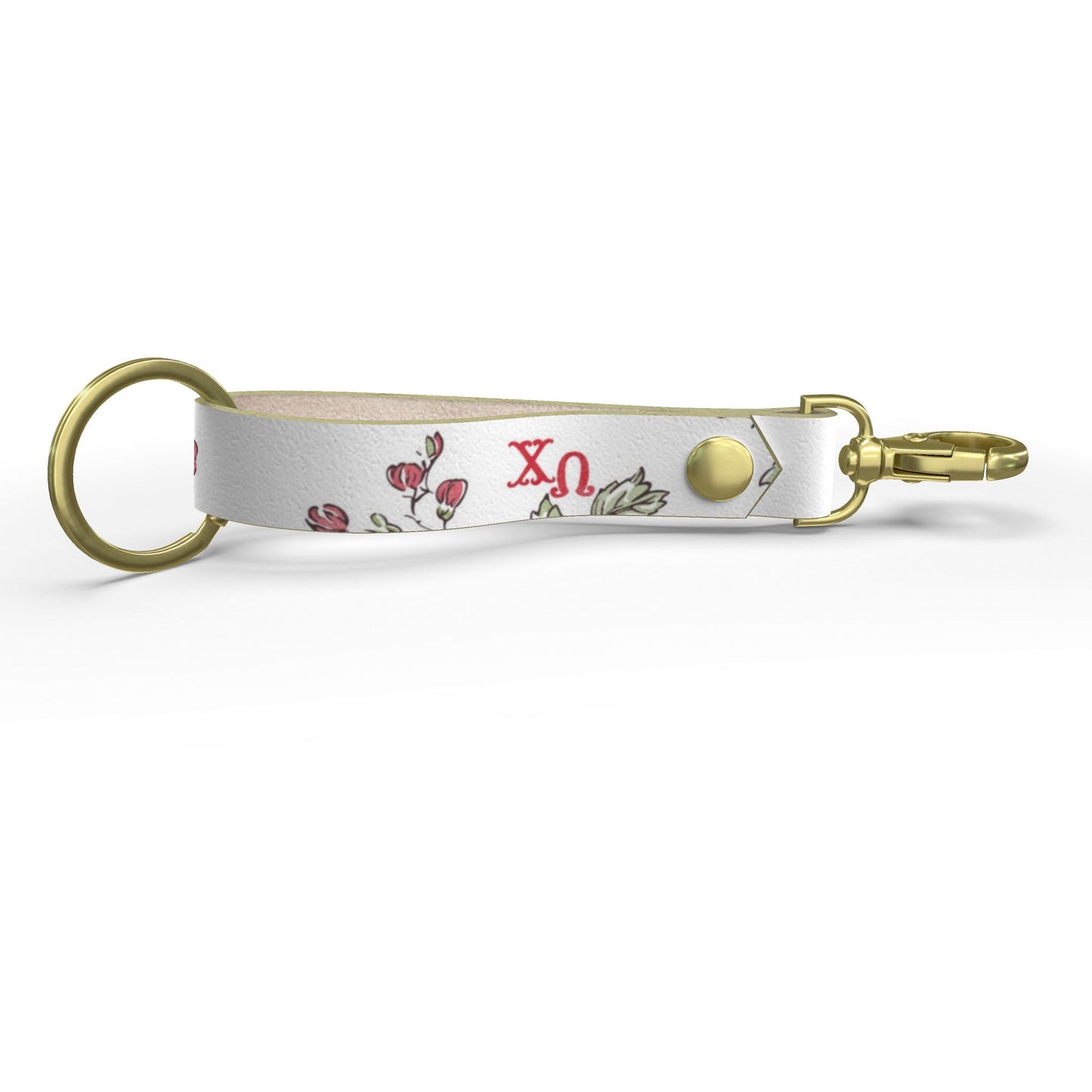 Chi Omega Floral Ribbon Strap Keychain