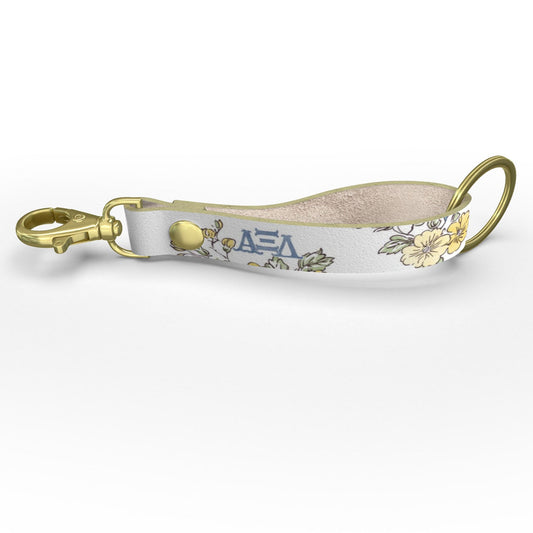 Alpha Xi Delta Floral Ribbon Strap Keychain