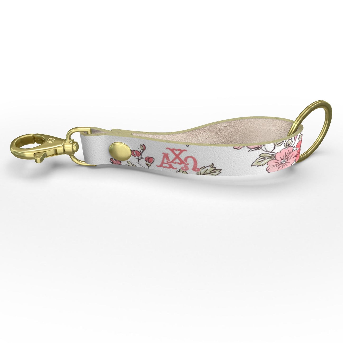 Alpha Chi Omega Floral Ribbon Strap Keychain