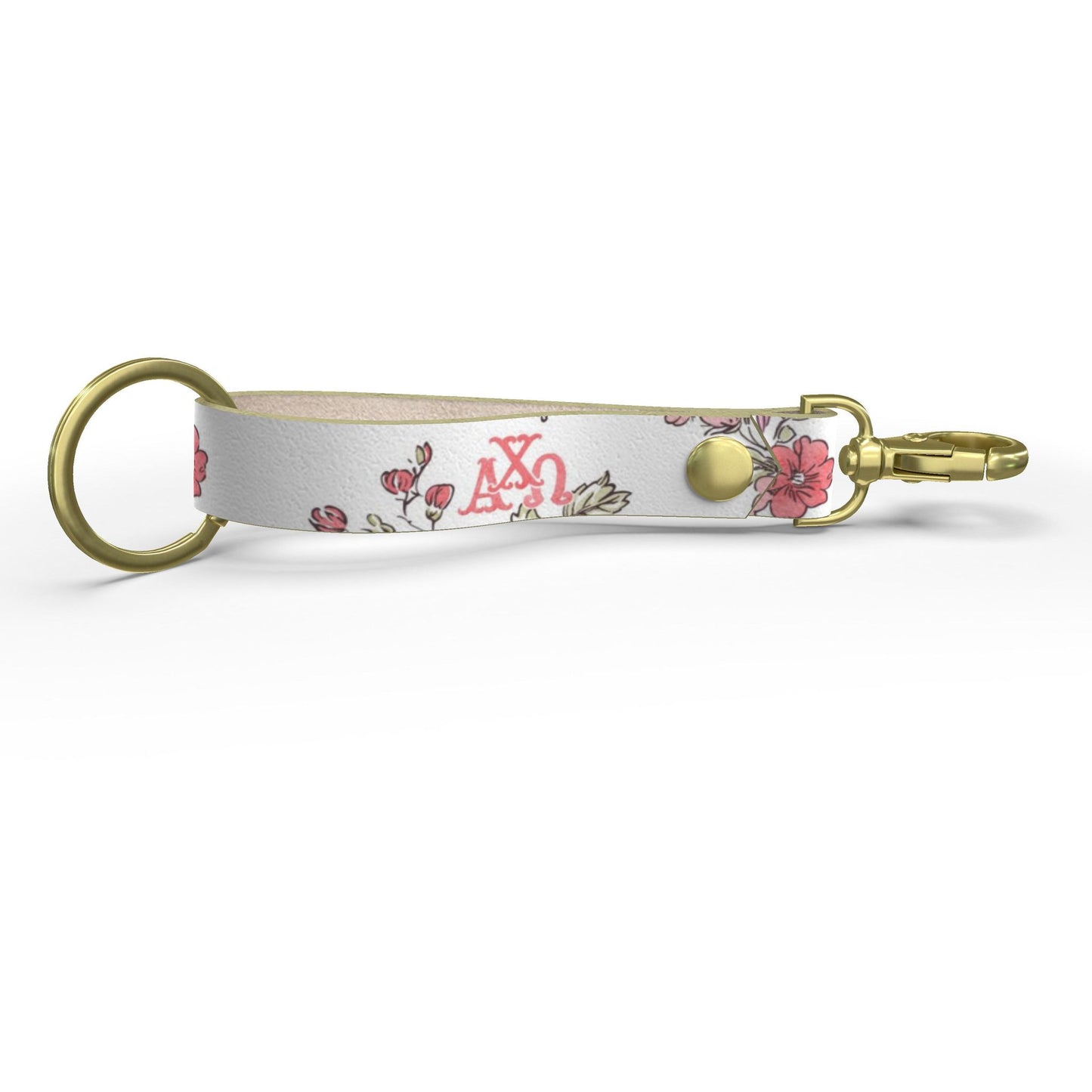 Alpha Chi Omega Floral Ribbon Strap Keychain
