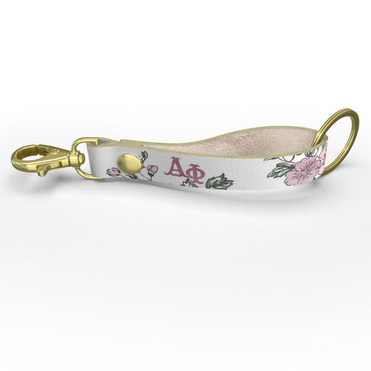 Alpha Phi Floral Ribbon Strap Keychain
