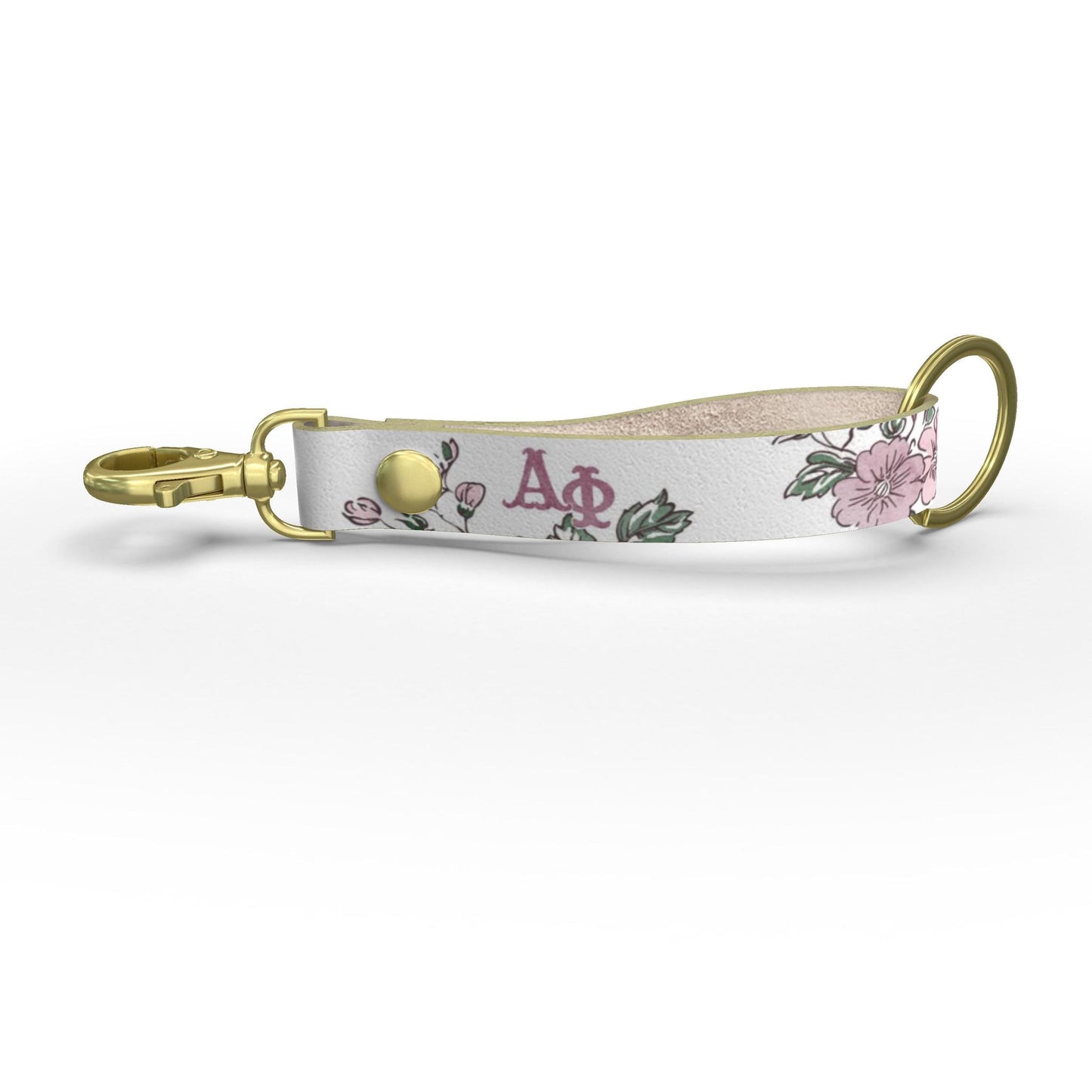 Alpha Phi Floral Ribbon Strap Keychain