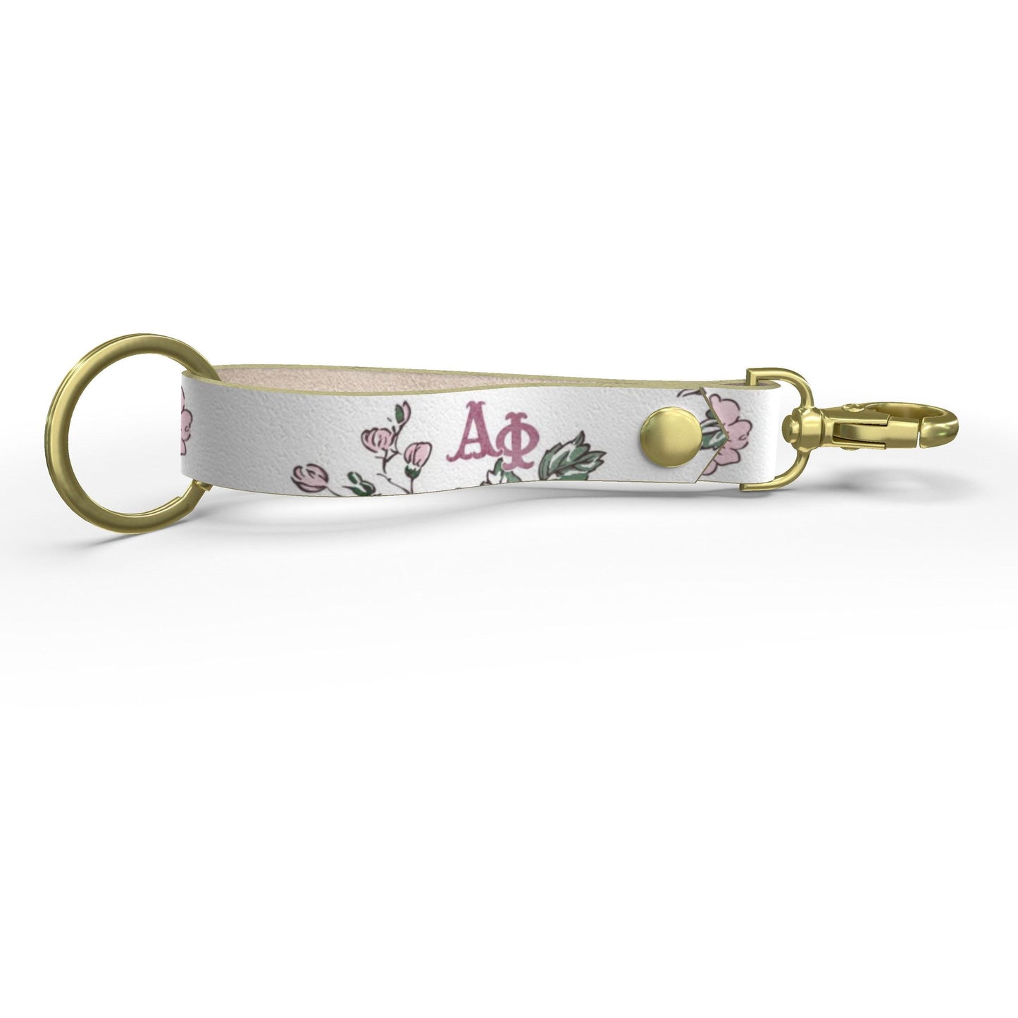 Alpha Phi Floral Ribbon Strap Keychain