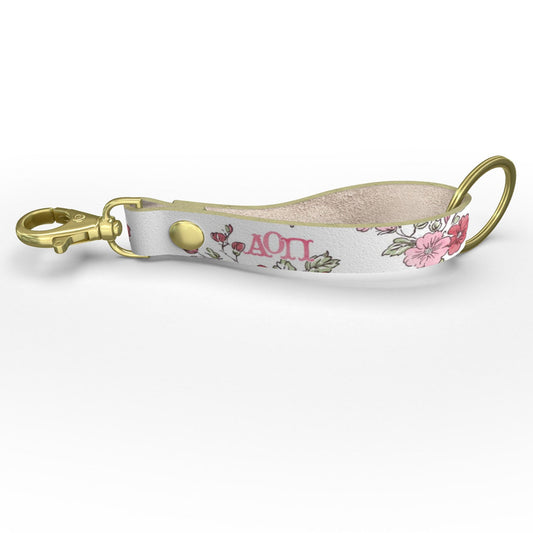 Alpha Omicron Pi Floral Ribbon Strap Keychain