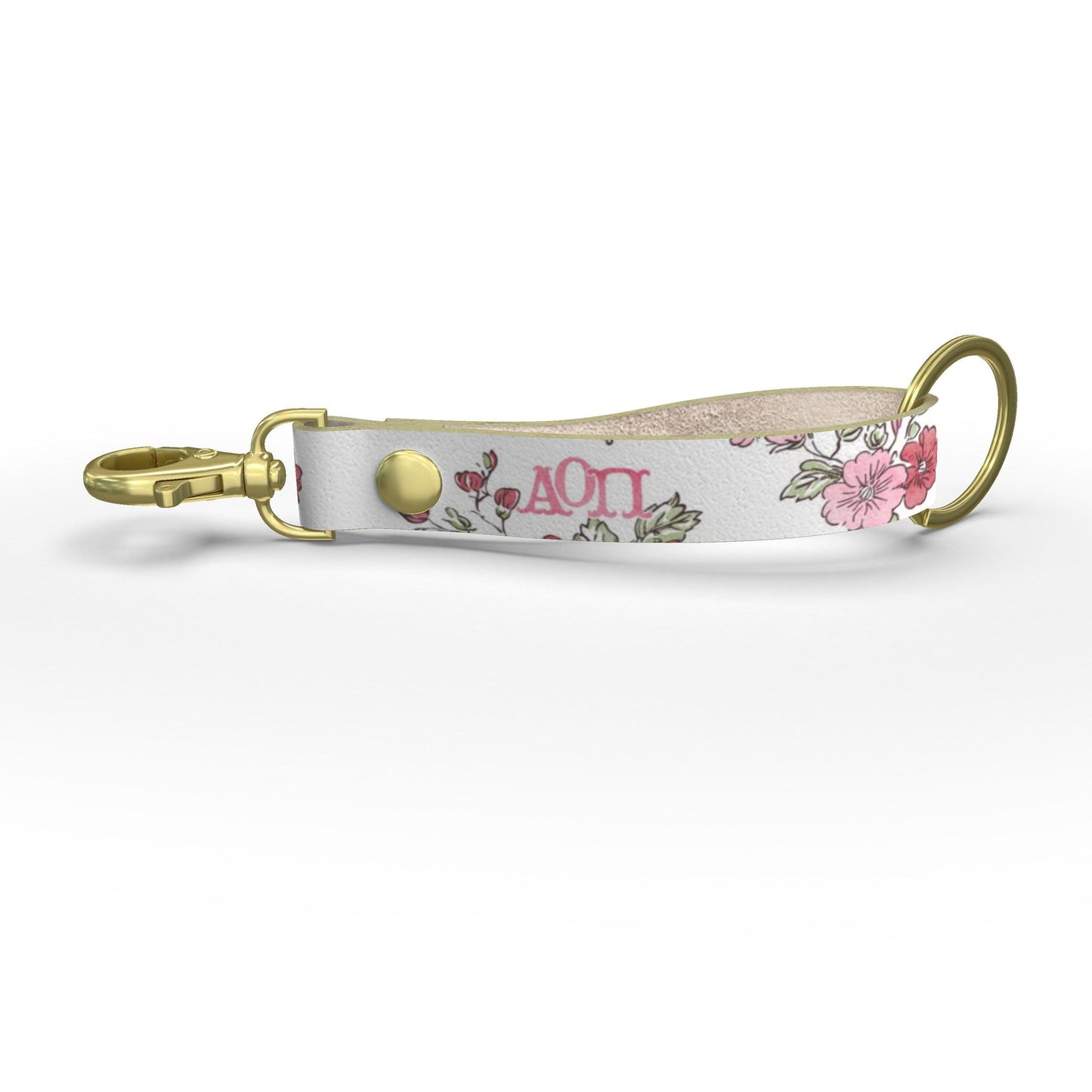 Alpha Omicron Pi Floral Ribbon Strap Keychain