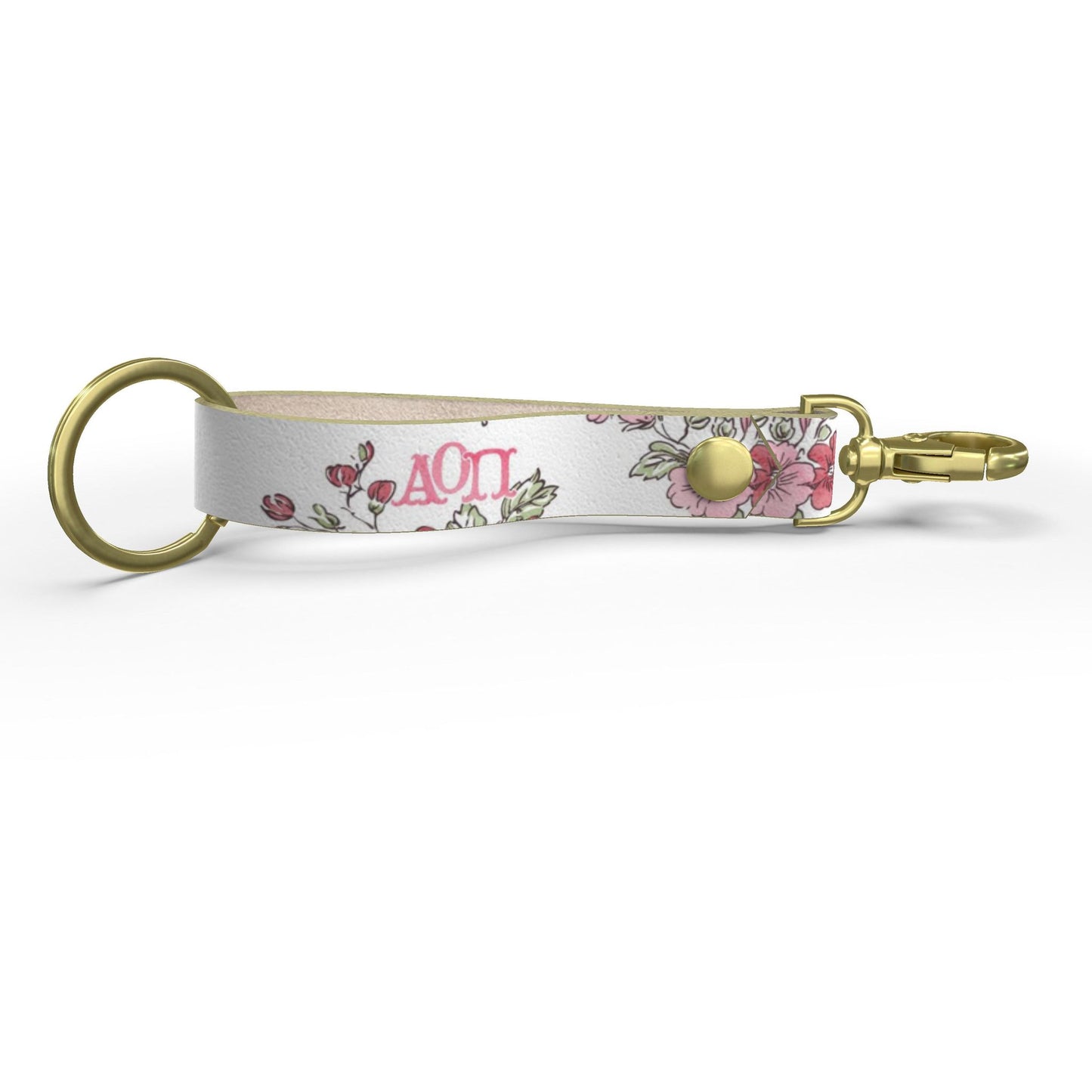 Alpha Omicron Pi Floral Ribbon Strap Keychain