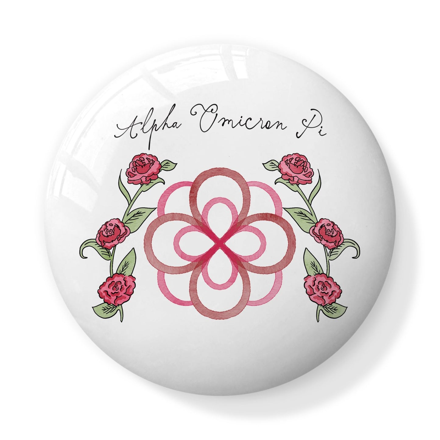 Alpha Omicron Pi Rose Bone China Trinket Box