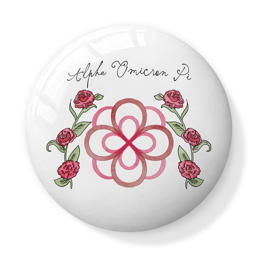 Alpha Omicron Pi Rose Bone China Trinket Box