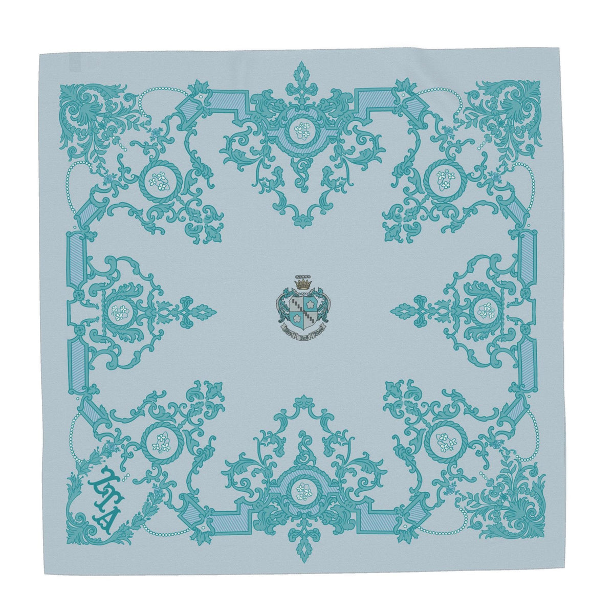 Zeta Tau Alpha Ornate Violets + ΖΤΑ Crest Silk Twill Scarf