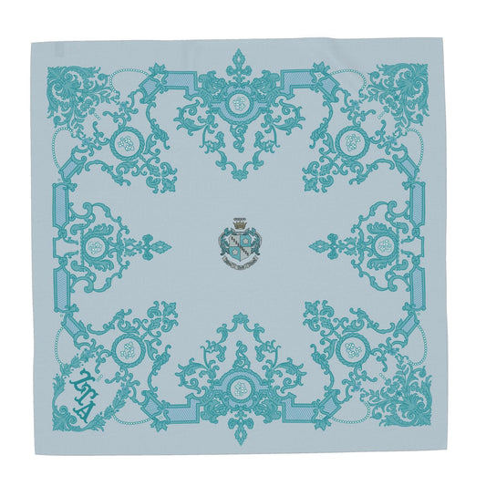 Zeta Tau Alpha Ornate Violets + ΖΤΑ Crest Silk Twill Scarf
