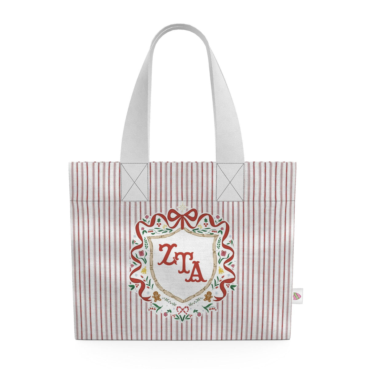 Zeta Tau Alpha Christmas Crest Cotton Tote Bag