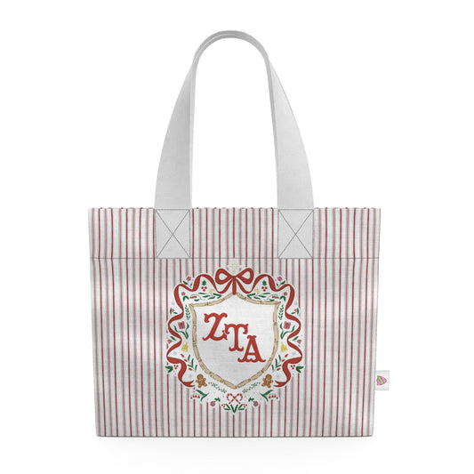 Zeta Tau Alpha Christmas Crest Cotton Tote Bag
