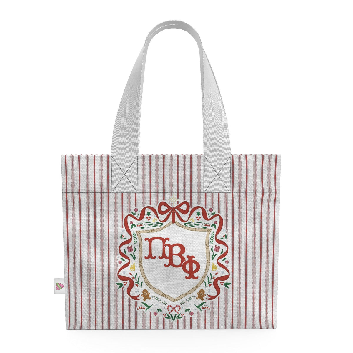 Pi Beta Phi Christmas Crest Cotton Tote Bag