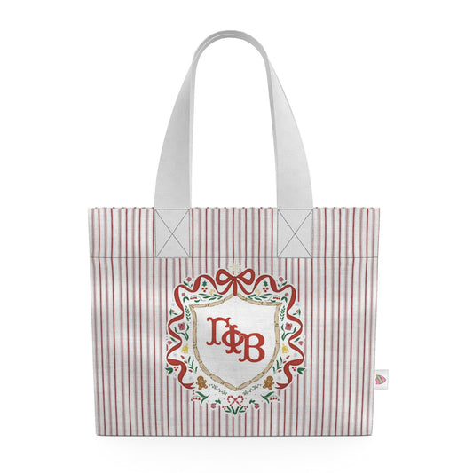 Gamma Phi Beta Christmas Crest Cotton Tote Bag
