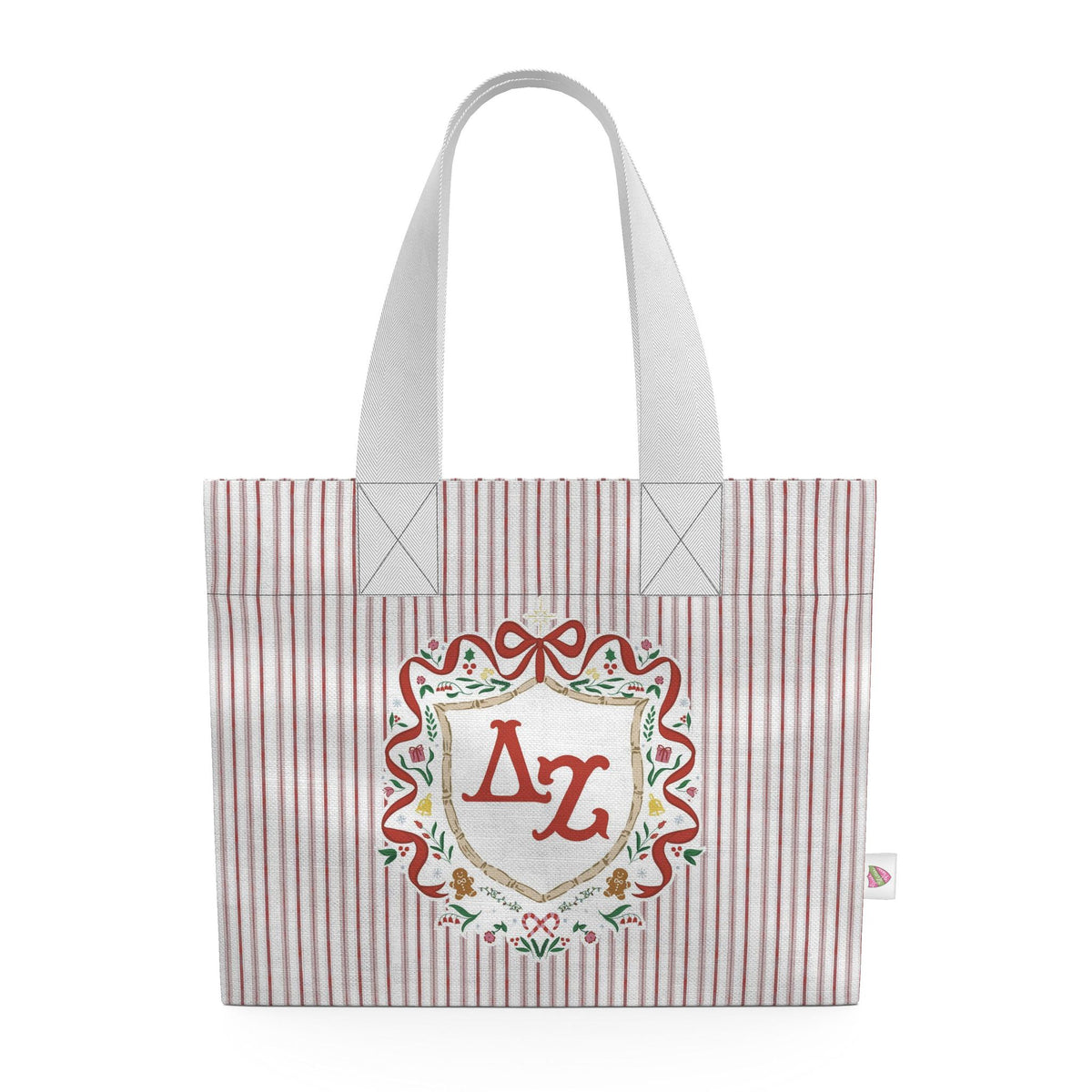 Delta Zeta Christmas Crest Cotton Tote Bag