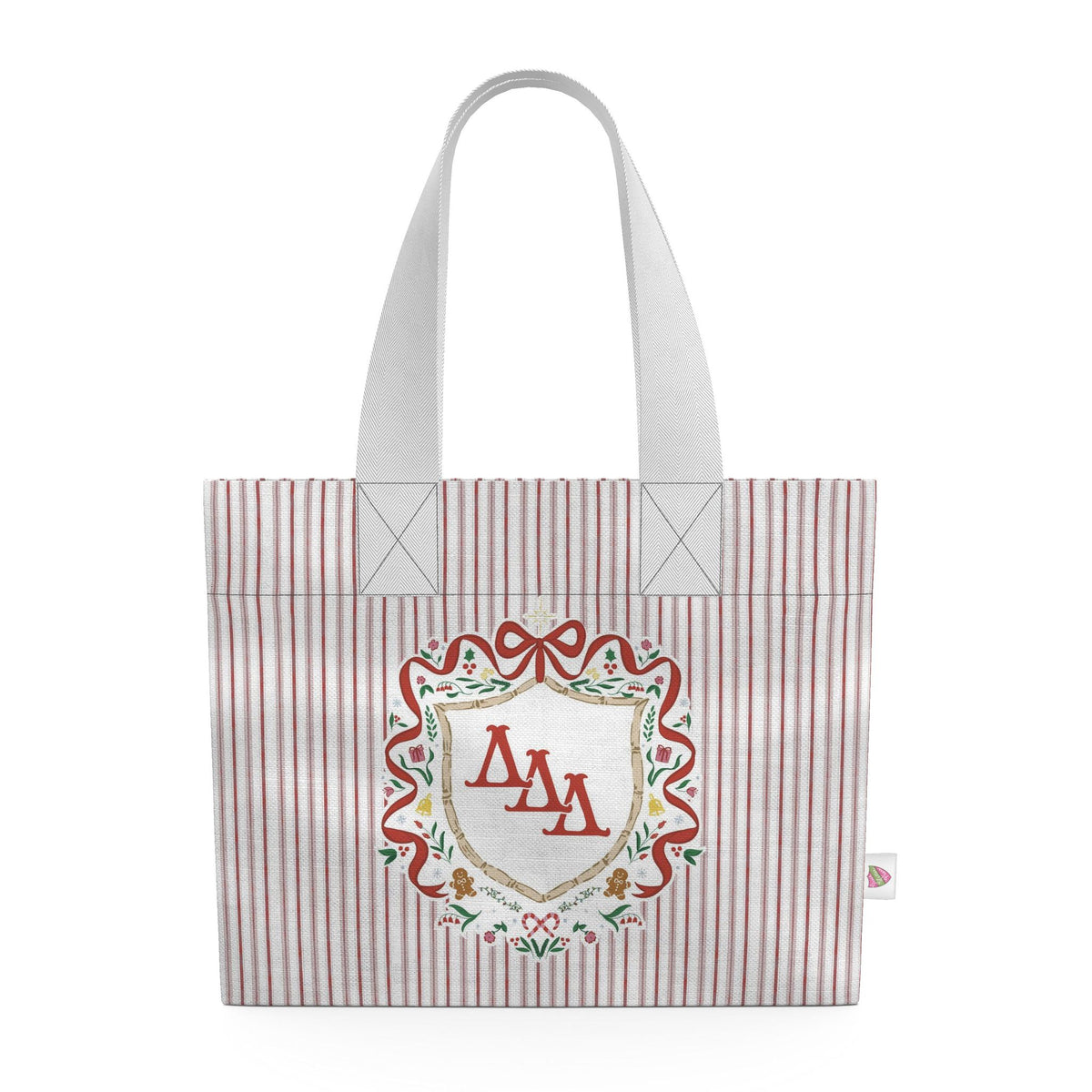 Delta Delta Delta Christmas Crest Cotton Tote Bag