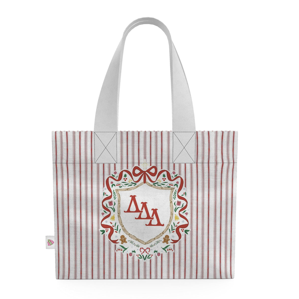 Delta Delta Delta Christmas Crest Cotton Tote Bag