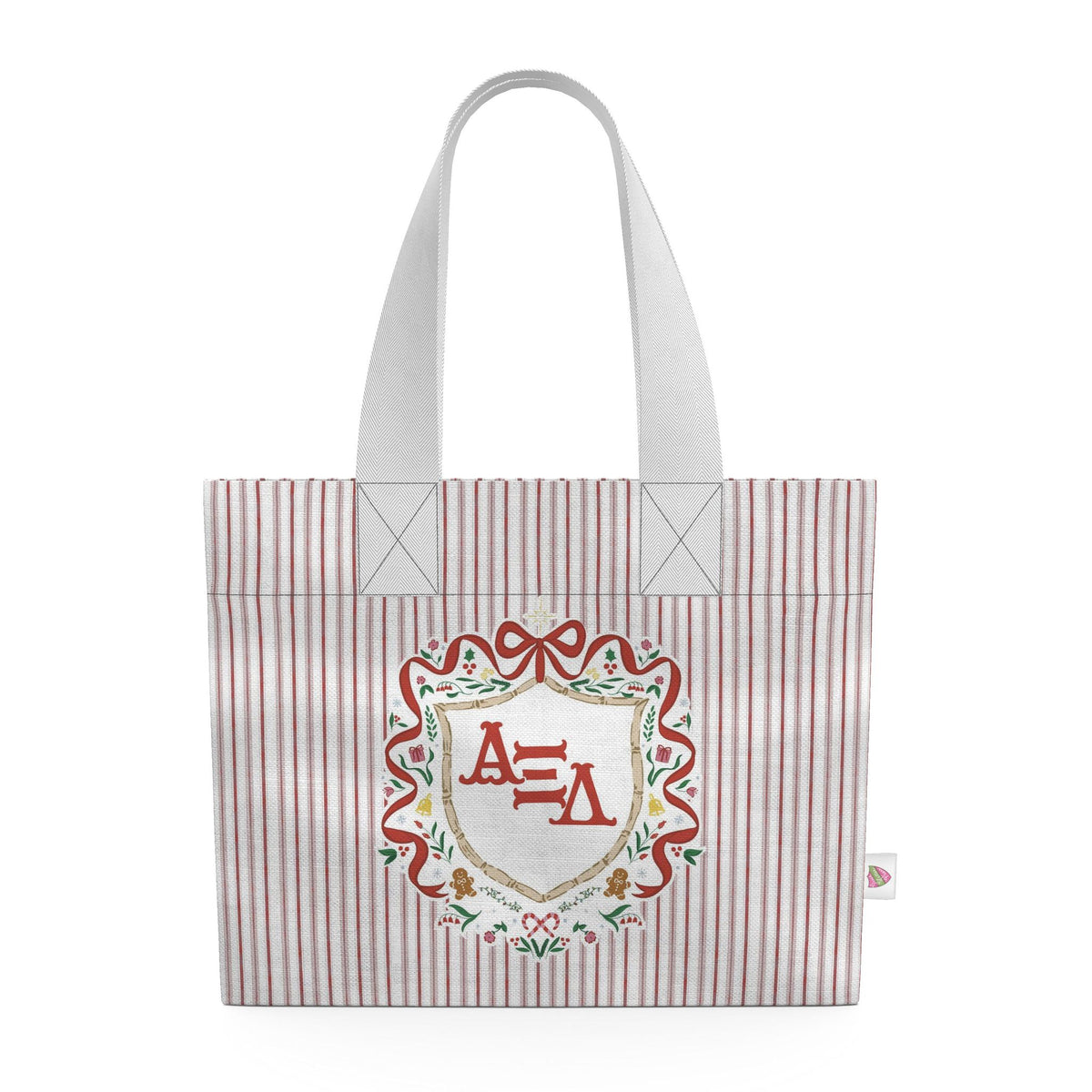 Alpha Xi Delta Christmas Crest Cotton Tote Bag