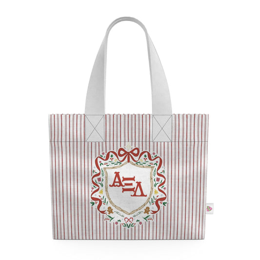 Alpha Xi Delta Christmas Crest Cotton Tote Bag