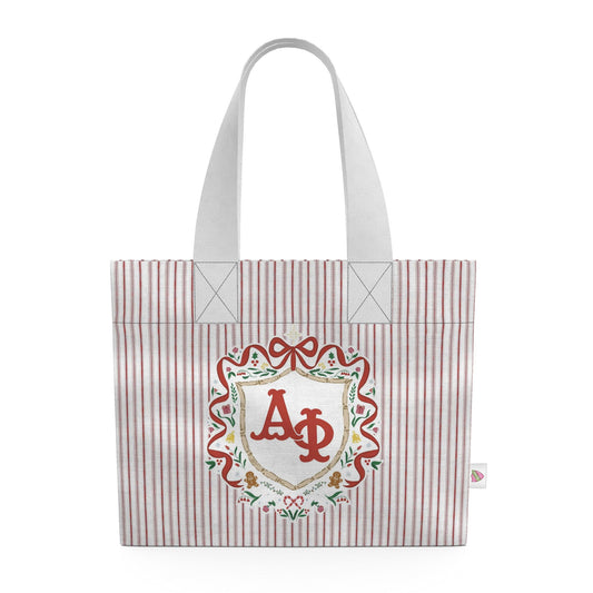 Alpha Phi Christmas Crest Cotton Tote Bag