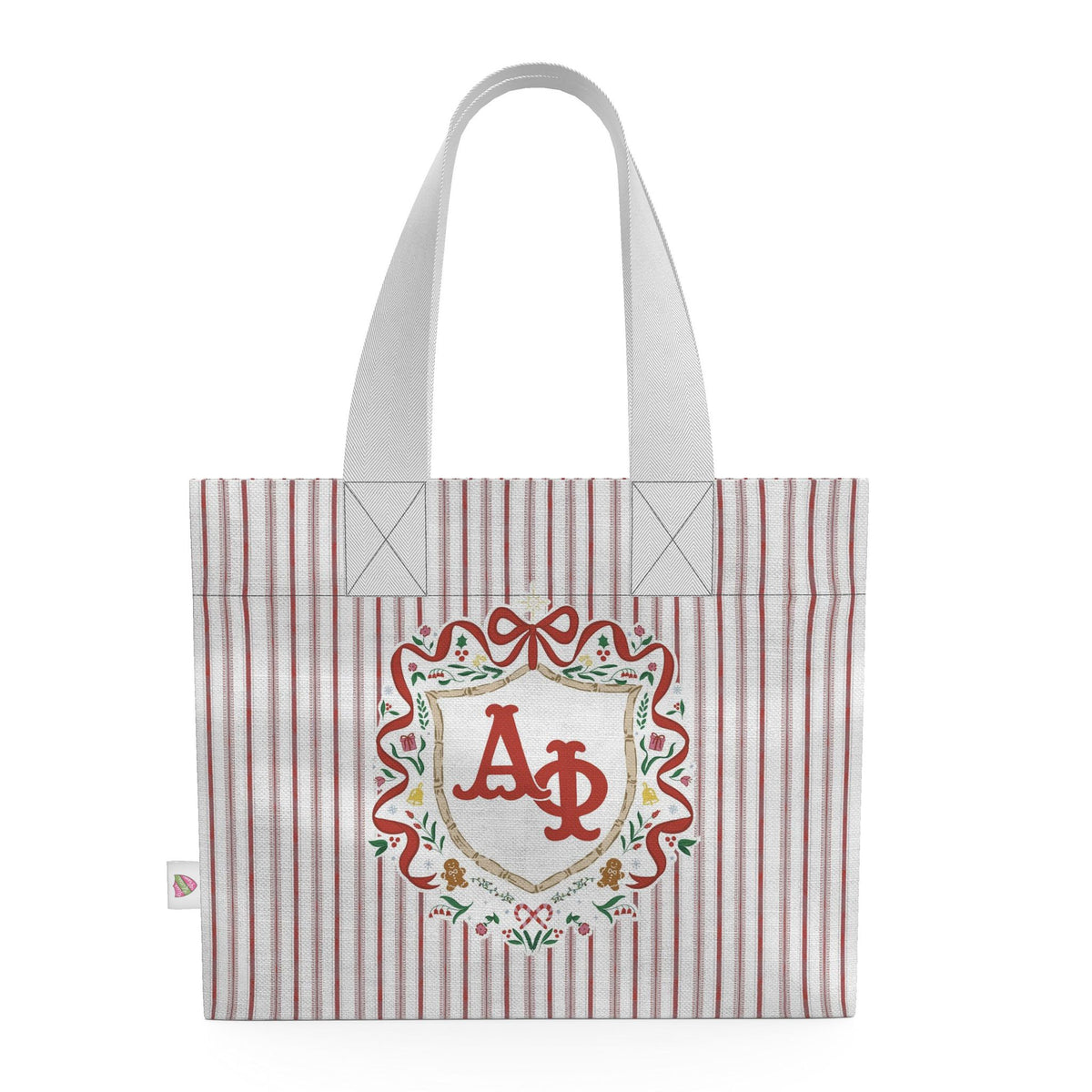 Alpha Phi Christmas Crest Cotton Tote Bag