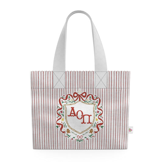 Alpha Omicron Pi Christmas Crest Cotton Tote Bag