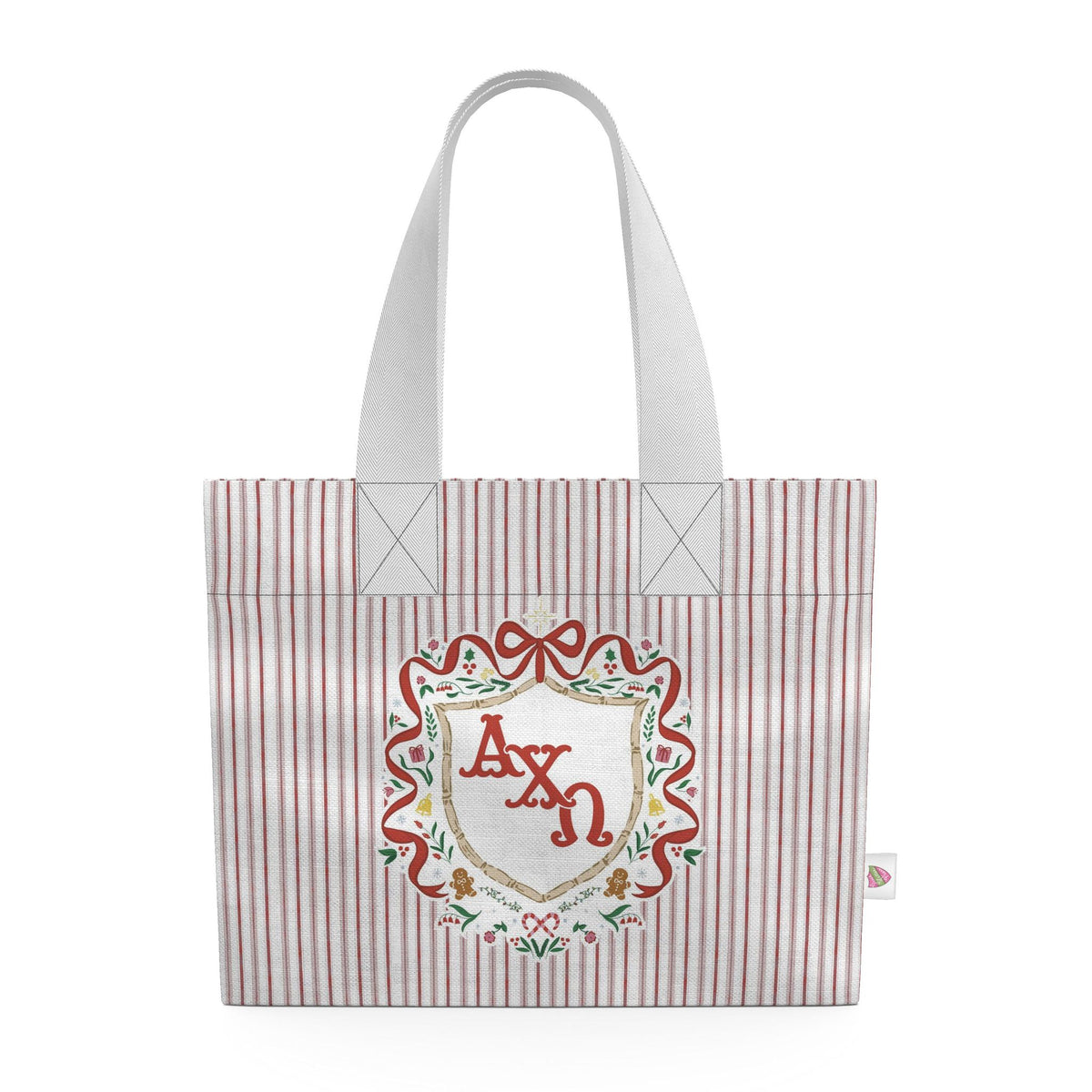 Alpha Chi Omega Christmas Crest Cotton Tote Bag