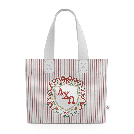 Alpha Chi Omega Christmas Crest Cotton Tote Bag