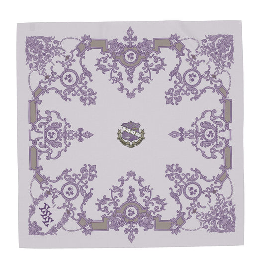 Sigma Sigma Sigma Ornate Violets + Crest Silk Scarf
