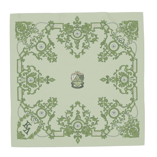 Kappa Delta Ornate White Roses + Crest Silk Twill Scarf