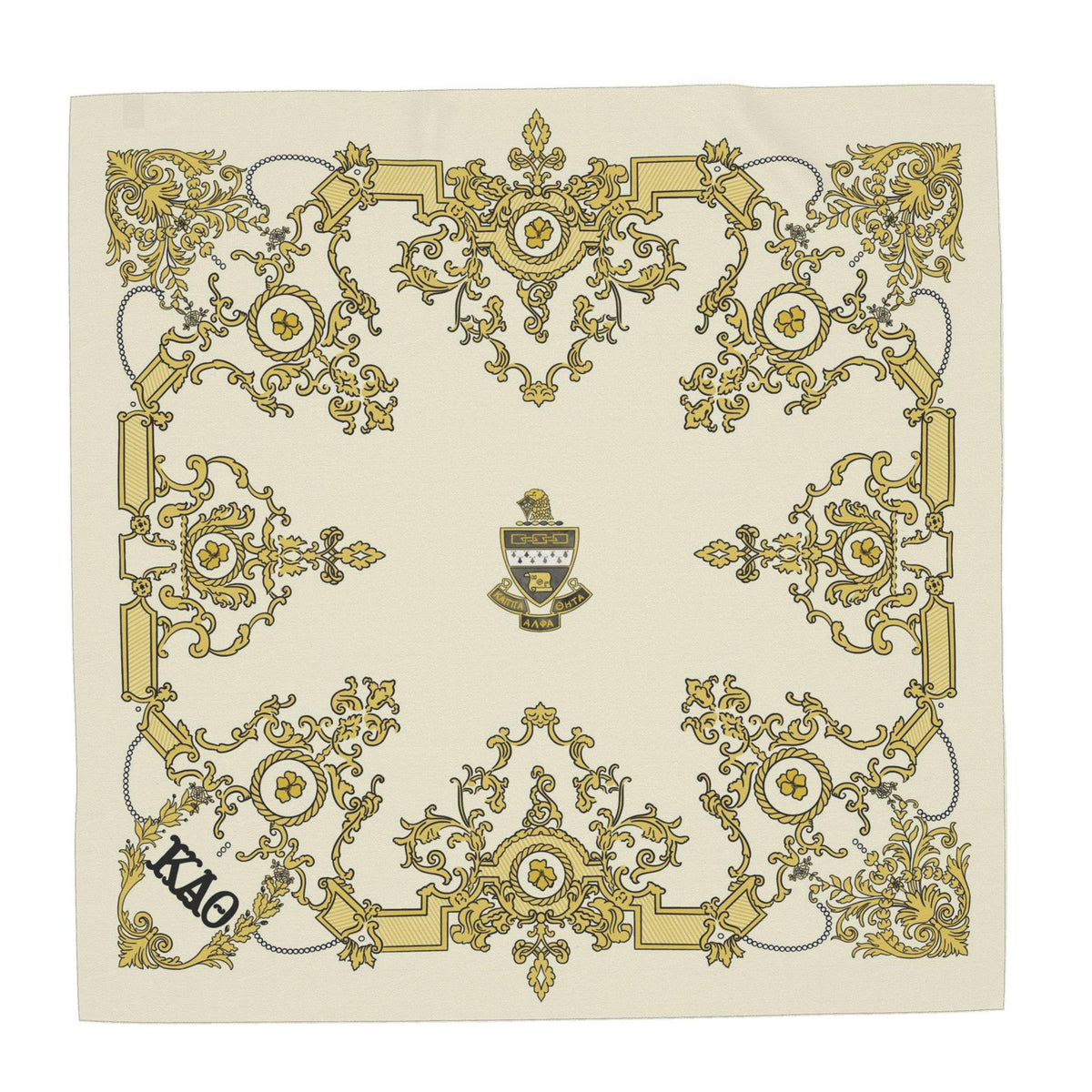 Kappa Alpha Theta Ornate Pansies + Crest Silk Twill Scarf